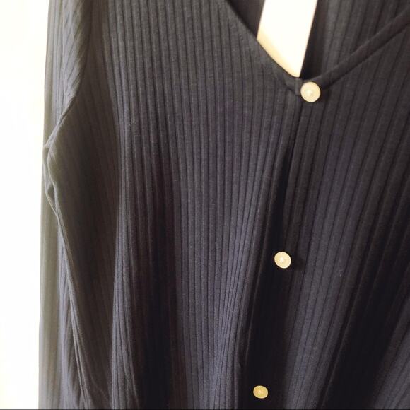 LOFT Blue Button Tie Hem Long Sleeve Shirt - Picture 4 of 12